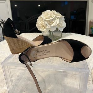 Black wedge sandals